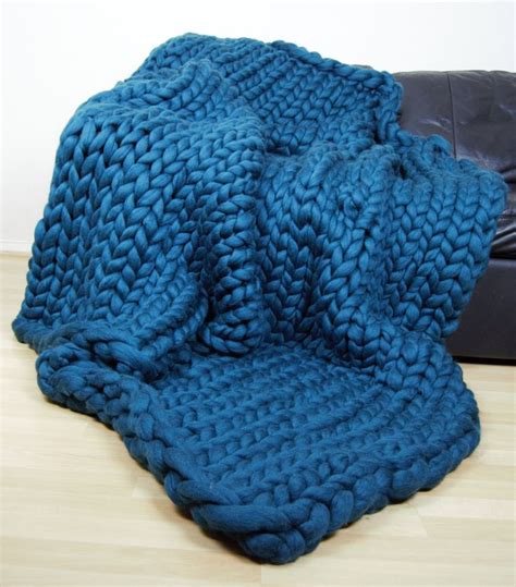 Knitted Chunky Blanket Giant Knit Throw Knitted Pure Wool Giant