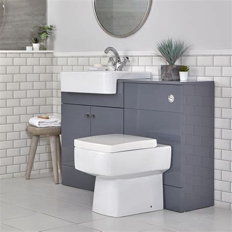 Avec un meuble wc pas cher, vous optimisez votre pièce et la rendez fonctionnelle. Meuble-lavabo et pack WC - Gris - 117 cm - Atticus