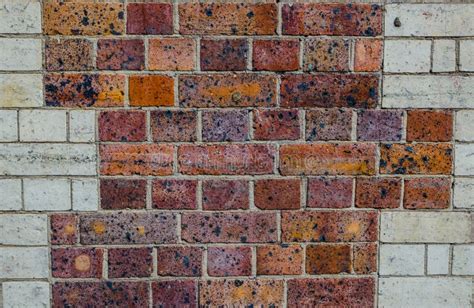 Old Red Brick Wall Pattern With White Brick Border Stock Photo Image