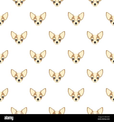 Seamless Vector Pattern With Chihuahua Dog Head Flat Icon Repeating