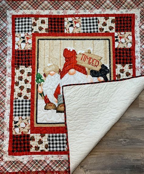 Santa Blanket Christmas Gnome Quilt For Christmas Ts Red Etsy