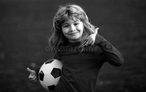Soccer Child Play Football Kid Holding Soccer Ball Closeup Kids