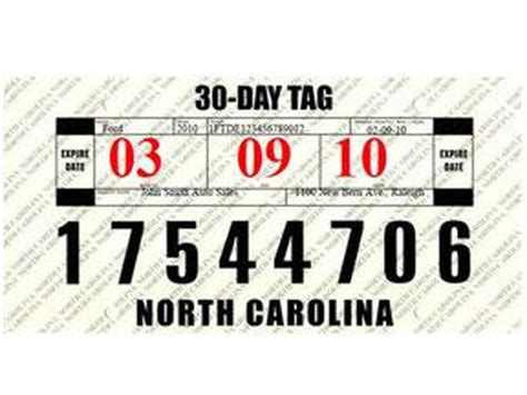 Nc 30 Day Tag Template