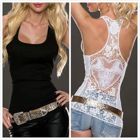 Sexy Tank Tops New Fashion Women Summer Vest Lace Embroidery Hollow Out
