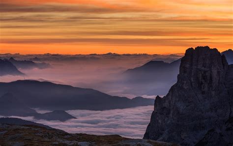 Mist Landscape Morning Nature Sunrise Mountain Alps Italy Clouds Sky Summer Dolomites Mountains