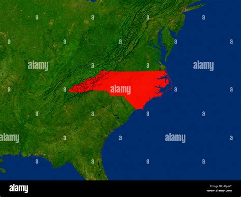 Highlighted Satellite Image Of North Carolina United States Of America