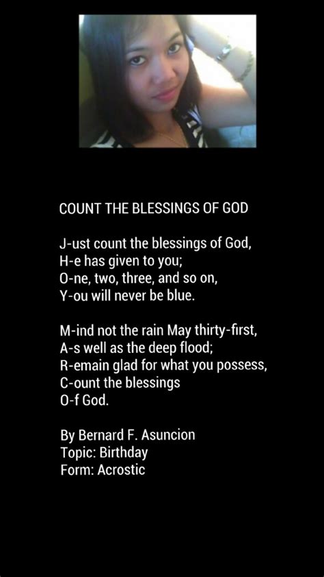 Count The Blessings Of God Poem By Bernard F Asuncion Poem Hunter