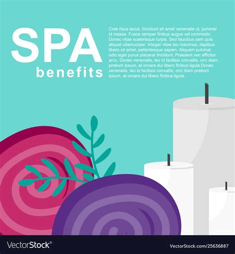 Spa Benefits Poster With Towels And Candles Vector Image