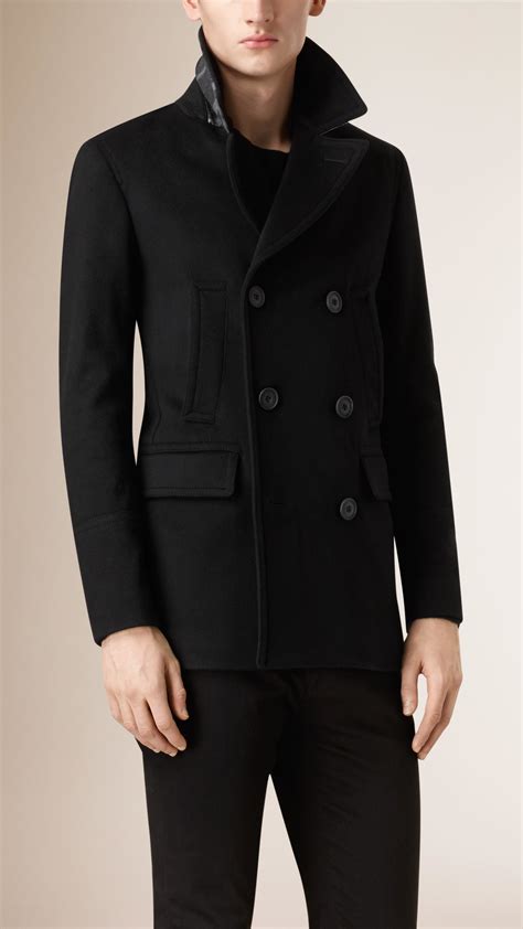 Lyst Burberry Virgin Wool Cashmere Pea Coat In Black For Men