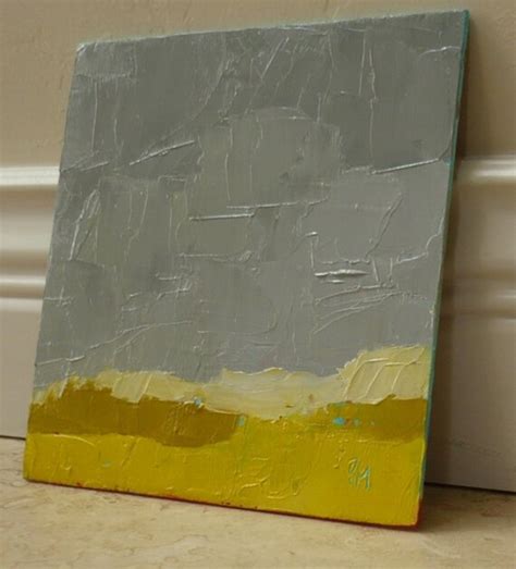 Abstract Landscape Original Oil Painting Yellow And Grey