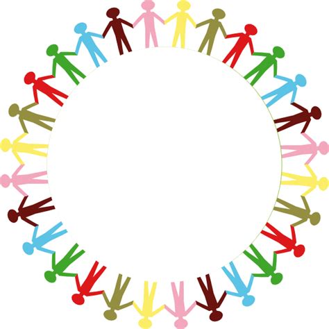 Circle Holding Hands Stick People Multi Coloured Clip Art At