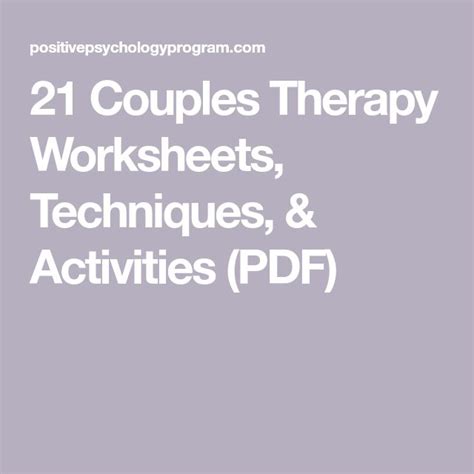 21 Couples Therapy Worksheets Techniques And Activities Pdf Couples Therapy Worksheets