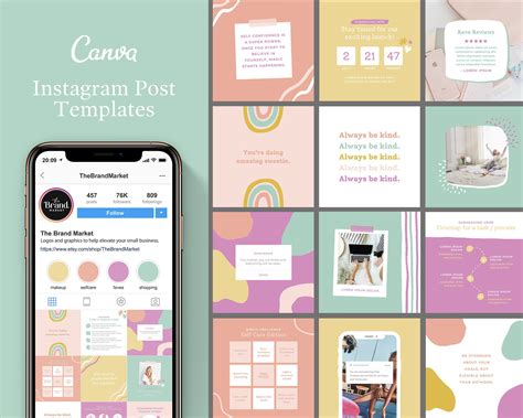 Canva Instagram Templates Self Care Instagram Post Template Etsy