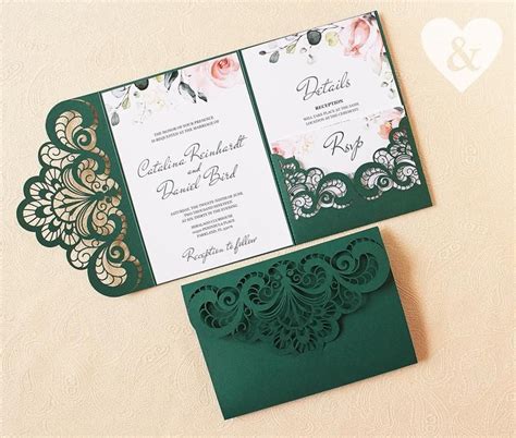Emerald Green Pocket Wedding Invitation Kit Dusty Green Etsy Green Wedding Invitations