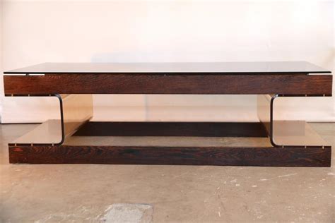 Roche Bobois Wenge Coffee Table With Smoked Acrylic Perspex And Smoked