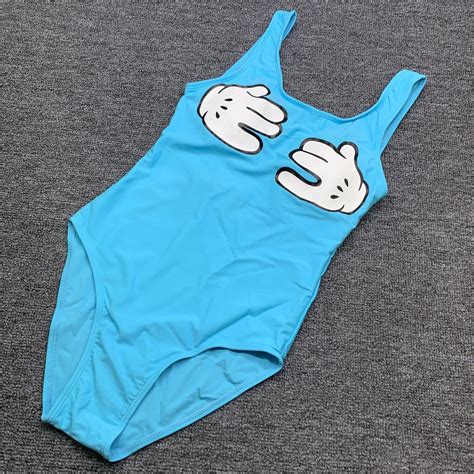 funny one piece women beachwear bathing suit 2019 blue sexy cute backless swimwear swimsuit high