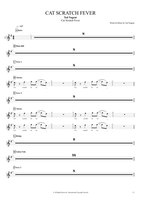 Tablature Cat Scratch Fever De Ted Nugent Guitar Pro Full Score