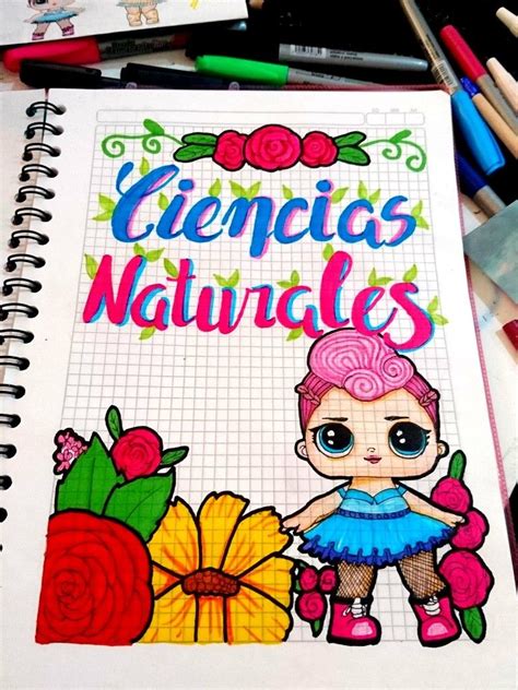 Carátula Marcos Bordes Muñecas Lol Cuaderno Ciencias Naturales