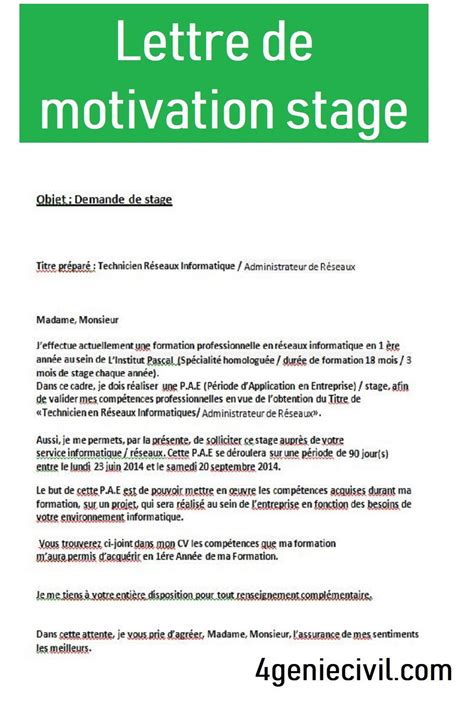 Modele Lettre Demande De Stage Exemple Lettre De Motivation Stage