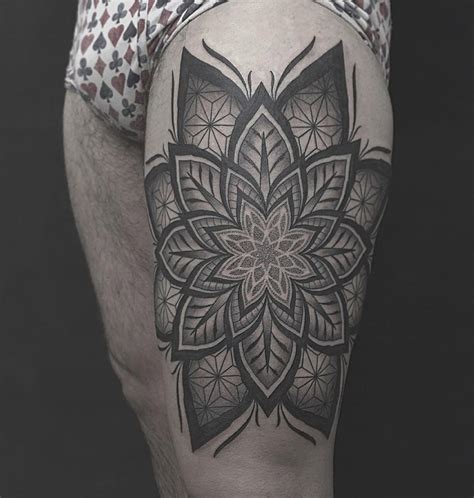 Big Mandala On Guys Thigh Best Tattoo Design Ideas