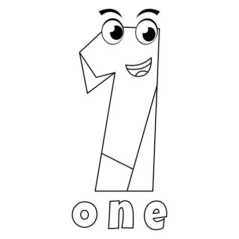 Premium Vector Number One Coloring Page With The Eyes And The Number 1
