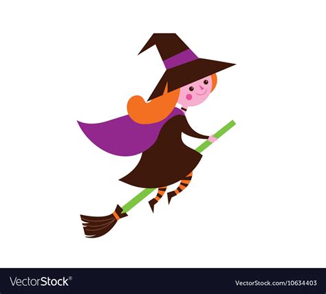 Halloween Cute Greeting Card With Witch Royalty Free Vector