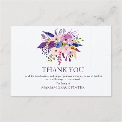 Burst Of Flowers Bereavement Thank You Card Zazzle Funeral Thank