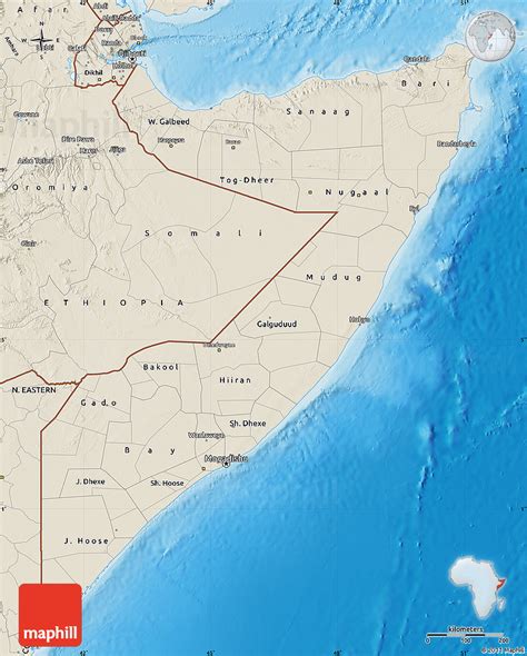 Shaded Relief Map Of Somalia