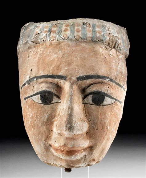 Egyptian Polychrome And Gesso Wood Mummy Mask Barnebys