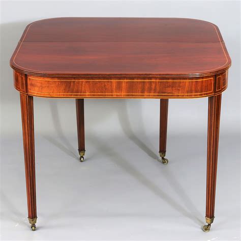 Georgian Solid Figured Mahogany And Inlaid Fold Over Tea Table C1810