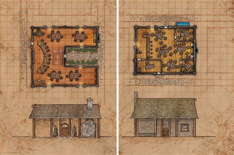 2 Taverns Fantasy Map Dnd Room Dungeon Maps