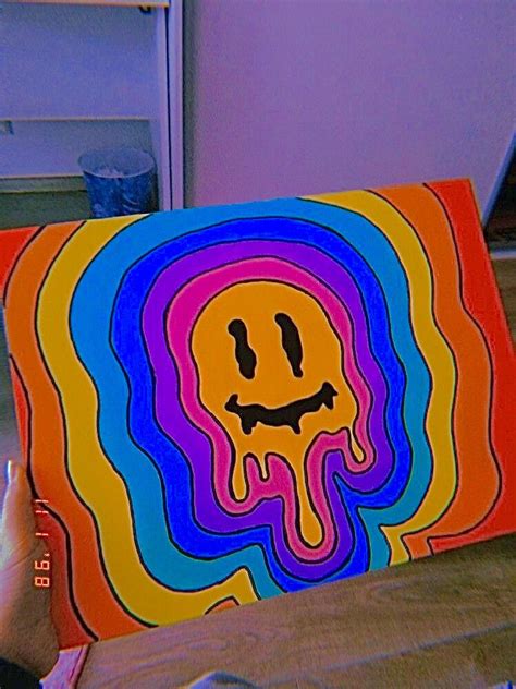 Indie 🍄 In 2020 Diy Canvas Art Hippie Painting Small Canvas Art
