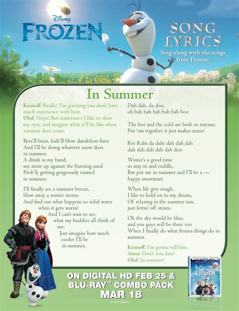 Frozen In Summer lyric sheet. - Frozen Photo (36756145) - Fanpop