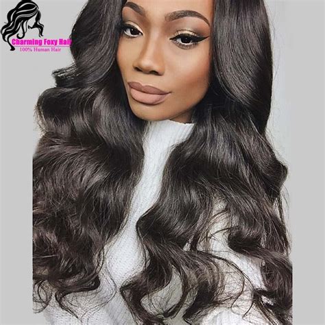 100 Unprocessed Middle Part Glueless Lace Front Wigs For Black Woman