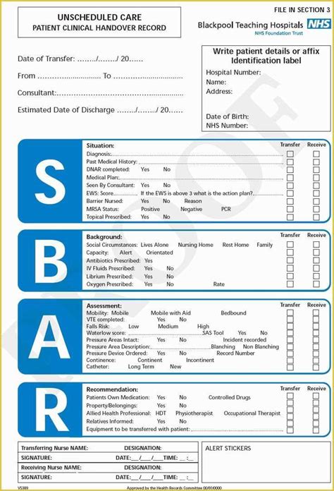 Free Printable Sbar Template Of Sbar Template For Pressure Ulcers