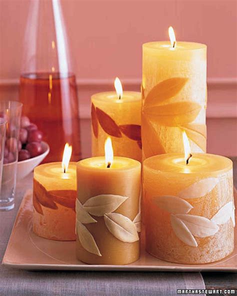 Leaf Covered Candles Candles Fall Candles Candle Making