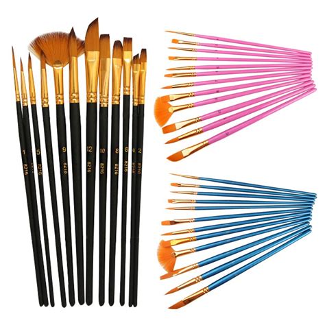 12pcs Brushes Set Nylon Hair Paint Brush Various Style Acrylic Brushes
