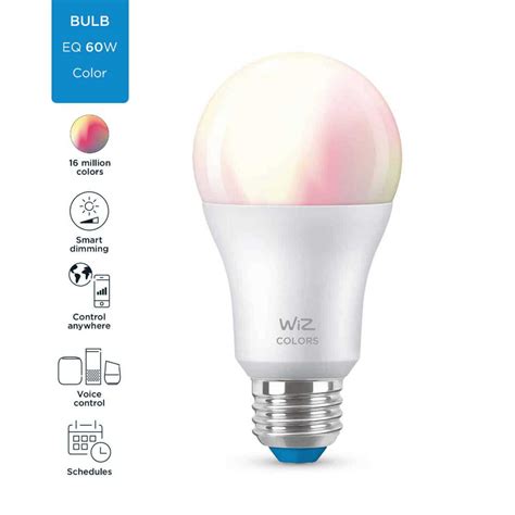 Wiz 60w Equivalent Color Changing A19 Medium Dimmable Smart Led Light