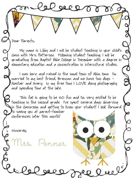 I'm teaching business letter, too! Preschool Welcome Letter to Parents From Teacher Template ...