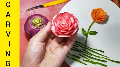 Simple Vegetable Carving Turnip Flower And Carrot Flower By Chef Kabir