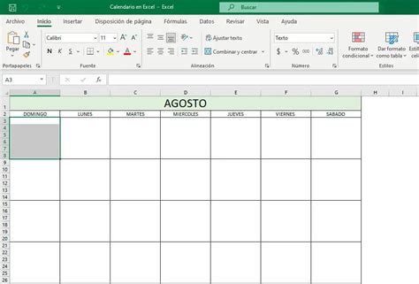 Calendario en Excel Cómo hacer un calendario paso a paso