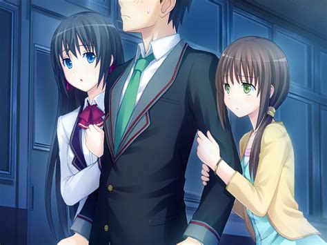 1024x768 Resolution Two Girls And One Man Anime Illustration Hd