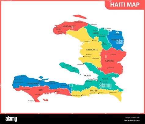 La Carte Détaillée Dhaïti Avec Les Régions Ou États Et Villes Capital