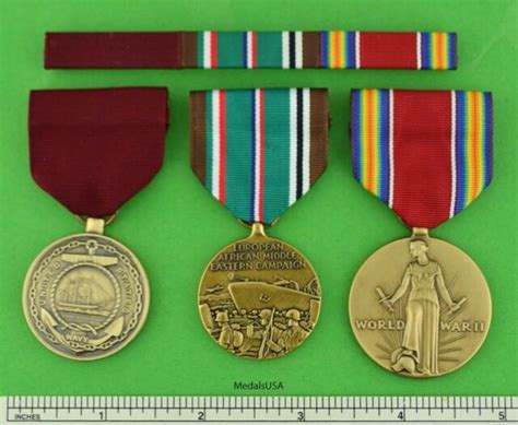 3 Wwii Navy Medals And Ribbons Good Conduct European Theater Ww2