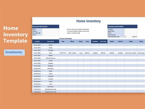 Excel Of Home Inventory Formxlsx Wps Free Templates