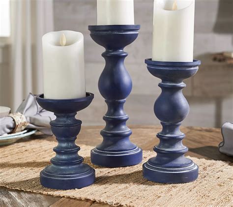 As Is Set Of 3 Wood Like Pedestal Candle Holders By Valerie