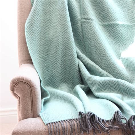 Cashmere And Merino Wool Throw In Duck Egg And Grey By Marquis And Dawe