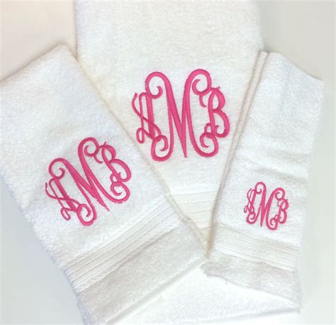 Monogrammed White Luxurious Bath Towel 3 Piece Set Font Shown