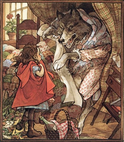 Little Red Riding Hood Being Trapped And About To Get Eat Up By The Big