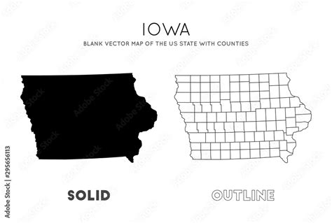 Iowa Map Blank Vector Map Of The Us State With Counties Borders Of